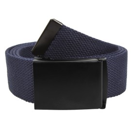 Gelante Fully Adjustable Canvas Web Belt with Black Flip Top Buckle 50'' Long, Navy, One Size