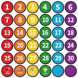 WALENGIF Floor Number Stickers for Classroom Lining up - 36PCS Line up Spots for Classroom Floor Stickers Dots Floors Numbers Decals for Back to School Preschool Kindergarten Supplies