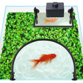 Floating Plant Corral for Aquarium, Self-Adjusting Barrier with EV Foam, Protects Floating Plants from Filter, Fish Tank Feeding Ring, Includes Suction Cups & Net