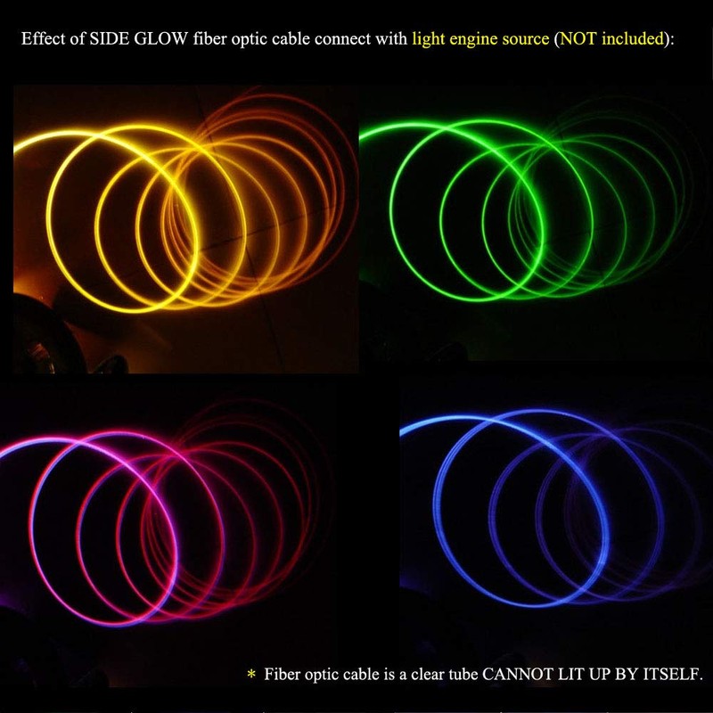 AKEPO Ф0.12in(3mm)16.4ft(5m) PMMA Plastic Side Glow Optical Fiber Light Cable