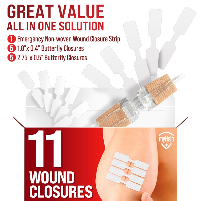 Emergency Wound Closure Strips - 11pk - 2 Types Easy