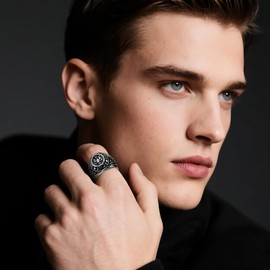 OIDEA Eagles Signet Rings for Men: Stainless Oval Signet Thumb Biker Ring Statement Badge Navy Ring Graduation Party Birthday Jewelry Gift Size 13