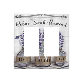 Rustic Farmhouse Lavender Flower 2 Gang Rocker Decora Light Switch Cover Decorative Outlet Covers Wall Plate Quotes Lilac Electrical Faceplate Switchplatefor Bathroom Home Living Room Decor