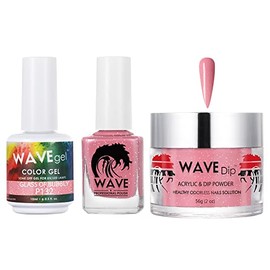 WAVEGEL Soak-Off Gel, Nail Lacquer & Acrylic/Dip Powder Matching Set - Simplicity Collection - #P132 Glass Of Bubbly