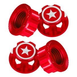 hopsupRC RC 17mm Hex Wheel Nut Upgrade Parts for X-Maxx Summit E-Revo 1/8 RC Buggy Truck Car,Aluminium Dustproof Anti-Skid Mount Cap Hops Up,Red(4PCS)