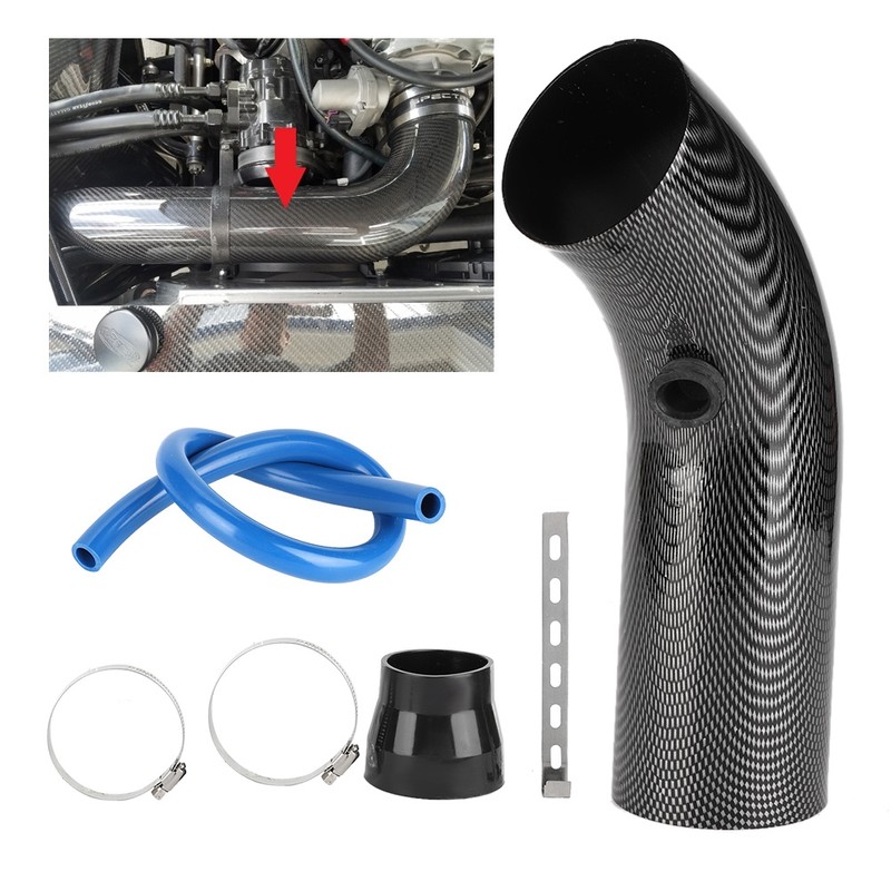 Universal Car 75mm Inlet Carbon Fiber Look Steel Cold Air