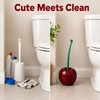 Cherry Toilet Brush Set for Bathroom - Long Handle Soft