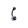 Body Candy Bioplast Black and White Marble Acrylic Ball Belly