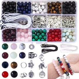 418pcs 8mm Crystal Jewelry Making Kit Natural Round Stone Healing Beads Crystal Gemstone Beads Bracelet Necklace Earrings Jewelry Making for Gemstone Beading & Jewelry Necklace Making DIY Kit