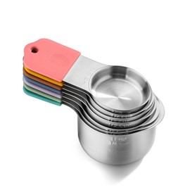 Magnetic Measuring Cups and Spoons Set Stainless Steel, 7 Heavy Duty Measuring Cup & 8 Measuring Spoons with 1 Leveler for Measure Dry and Liquid Ingredients