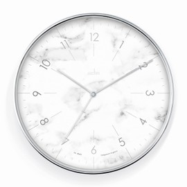 Acctim Webster Wall Clock Non-Ticking Sweep Marble Style Face Chrome Effect Case Foil Embossed Numbers 30cm