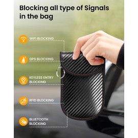 BANKKY Antitheft Faraday Bag for Car Keys, RFID Key Fob Protector & Signal Blocking Bag with Secure Hook, Faraday Pouch for Keyless Entry, Waterproof Key Fob Protector, Safe Key Pouch (2 Pack)