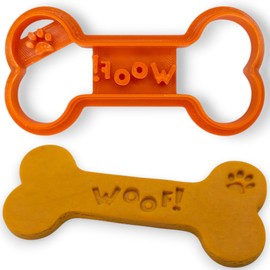 Bone with Woof and Dog Paws Cookie Cutter Suitable for Cookie dough Fondant Craft Clay Biscuit dough Sugarcraft Size: 4 inches (10 cm) (Bone)