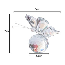 Elbourn Crystal Butterfly - Purple Glass Flying Ornament With Ball Base, Decorative Art Statue for Home Decor, Birthday Collectibles (White)