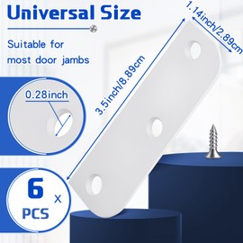 Lounsweer 6 Pcs Hinge Filler Plates 3.5 Inch with 5/8 Inch Door Edge Filler, Stainless Steel Door Hinge Shims, Gate Hole Cover, Satin Chrome Blanks with Matching Screws (White)