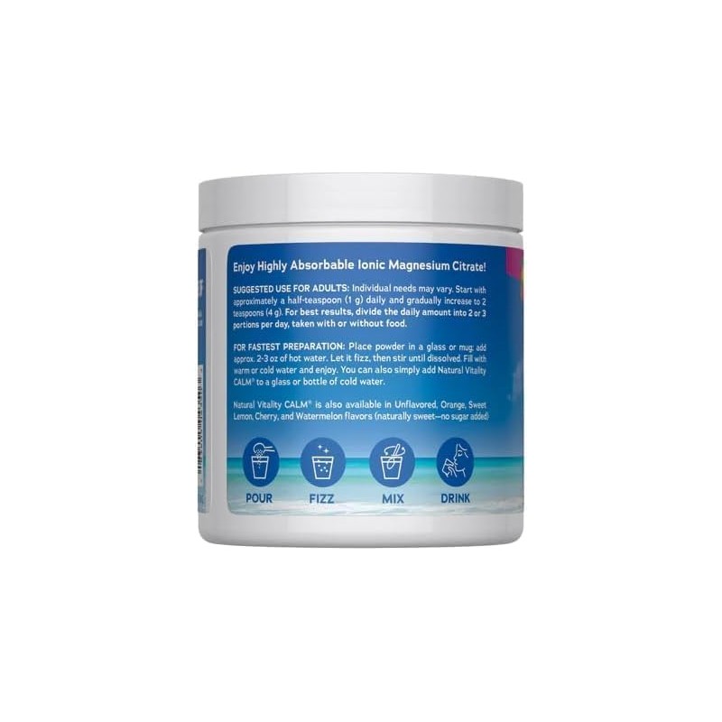 Natural VitalityPolvo de magnesio CALM sabor frambuesa y limón 8