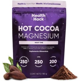 Hot Cocoa Magnesio Noche Bebida Cacao Polvo Azúcar 250 Bisglicinato Gaba 200 Teanina Htp Pasiflora Porciones 180 Health Hack