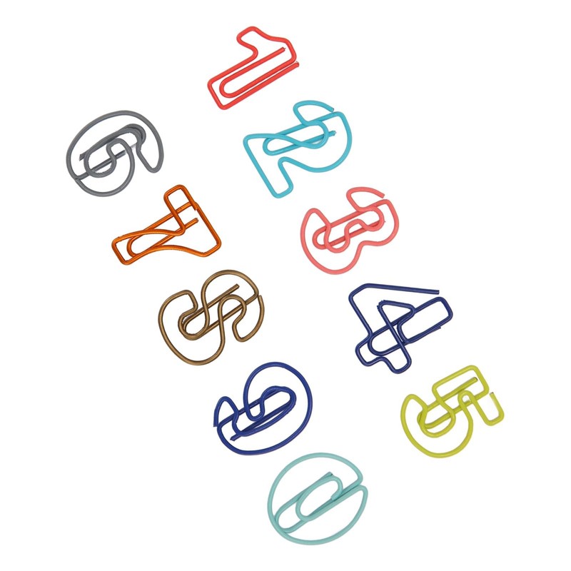 100 Cute Number Style Paper Clips Durable Metal File Organizer