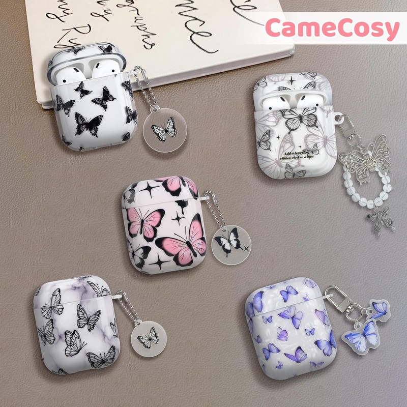 CameCosy Compatible for AirPods 1st&2nd Generation Case with Cute Keychain,