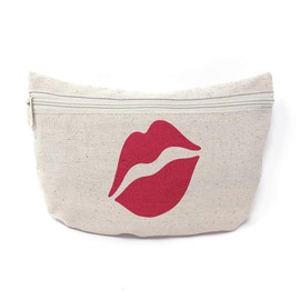 Custom Canvas Makeup Bag Red Lip Image Characters Illustrated Figures School Supplies Pencil Tote Pouch 9x6 Inches Natural Design Only