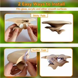 Okueejur Mushroom Decor for Reptile Tank, Fish Tank, Pet-Safe Bearded Dragon Tank Accessories, Realistic Terrarium Plants for Crested Geckos, Frogs (Lime Green)