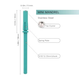 HYTOOS Small Mandrel Bit,Green 3.1mm Mini Mandrel Bit for Small Sanding Band Files, Top With Crystal, Stainless Steel Sanders Drill Bit, Manicure Art Electric Drill File Tool