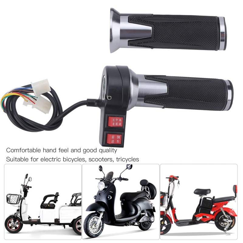 1Pair E-Bike Throttle Grip, 3 Speed Gear Throttle Handle Grips