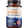 Aceite de Pescado Omega 3 Triple Fuerza 3600 mg  Ms de 2100 mg cidos Grasos Omega-3 EPA y DHA (1300  860)  Suplemento Alimenticio Premium, Frmula Sin 