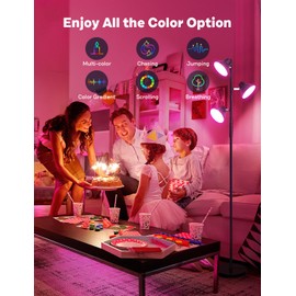 SIBRILLE RGBCW Floor Lamp, 36W Bright Color Changing Lamp, Modern Stepless Dimmable LED RGB Floor Lamp with Remote & Touch Control, Standing Lamp for Living Room, Game Room, Bedroom