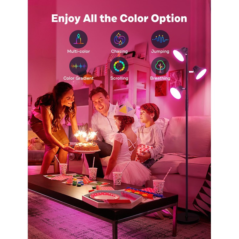 SIBRILLE RGBCW Floor Lamp, 36W Bright Color Changing Lamp, Modern