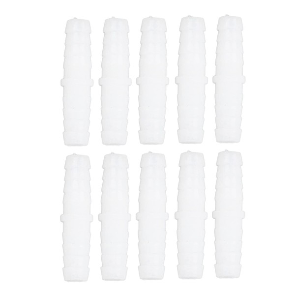 Pack of 10 Plastic Hose Nipples, Straight, Equal, with Barbs,