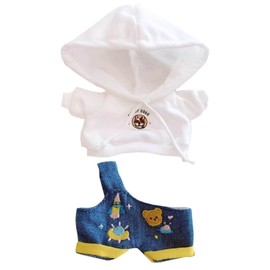 niannyyhouse 3.9 - 5.9 inches (10 - 15 cm), 7.9 inches (20 cm), 15.7 inches (40 cm), Plush, Clothes, Hoodie, One Shoulder Denim Strap Pants, Cotton Doll, Dress Up Accessories, White, 3.9 - 5.9 inches