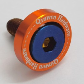 4 Pcs License Plate Bolts Car License Plate Bolts Exterior Parts Bolts Titanium Baked Bolts with Aluminum Bolts Washers Color Orange