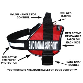 Doggie Stylz Emotional Support Dog Vest with 2 Free Hook and Loop Removable Emotional Support Animal Patches, Reflective Lightweight Cool Soft Adjustable K9 Harness (Girth 24”- 31" Red)