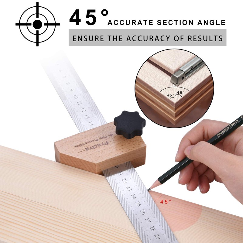 Preciva Woodworking Ruler, Marking Gauge, Spacer, Scriber, Combination Angle for