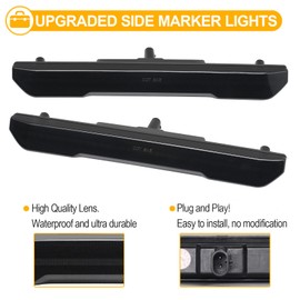 R&F Auto 4PCS Amber Smoked Lens LED Side Marker Lights Replacement for Sierra 2500HD 3500HD 2020-2025 Pickup Truck Amber Front Rear Fender Side Markers Driver Passenger Sides Lamps