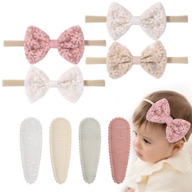 8 Pcs Headband For Babies, Baby headband, Baby Girl Bow Headbands and Clips Set, Knot Newborn Headband, Newborn baby headbands, for Baby Girls Newborns Infants Toddlers Kids