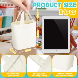 Amylove 24 Pcs Mini Tote Bag Sublimation Blank Canvas Tote Bags Reusable Grocery Luggage DIY Sack Goody for Party Even (6.5 x 6 Inch,Natural Color)