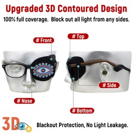 Parche para ojos astrópico de seda 3D para adultos y niños | Parche médico para gafas (Balck – ojo del juicio, ojo izquierdo)