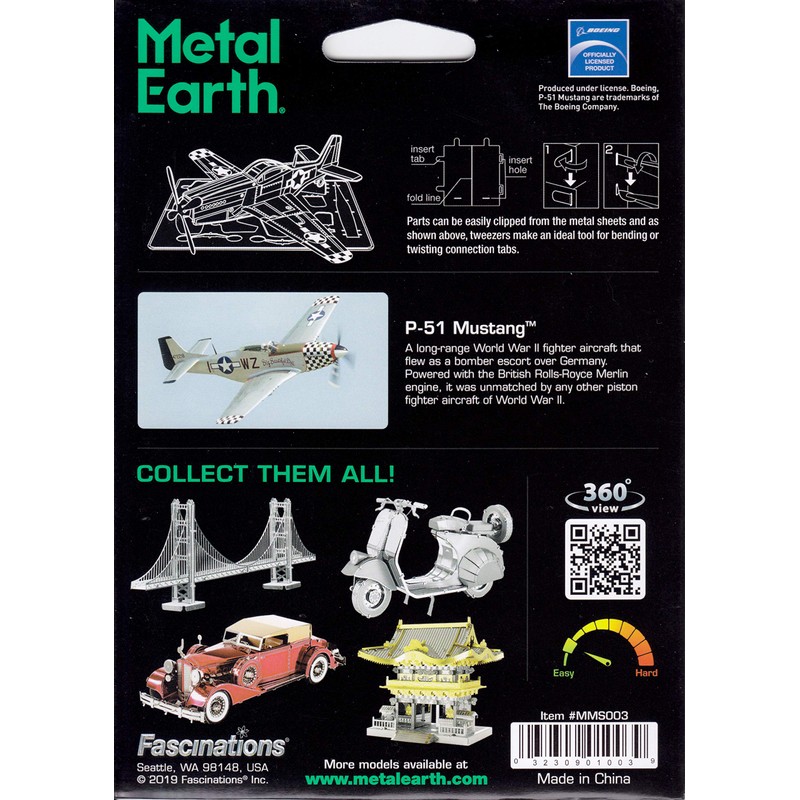 Fascinations Metal Earth MMS003 - 502498, Boeing P-51 Mustang, Construction