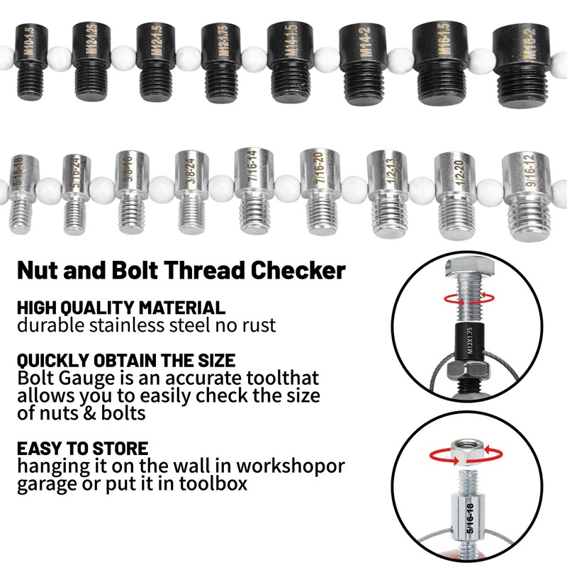Nut and Bolt Thread Checker 45 Male/Female Thread Gauges (24