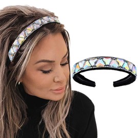 Aceorna Rhinestones Headbands Silver Crystal Hairbands Party Cosplay Headpiece Sparkle Laser Hair Hoop for Women and Girls