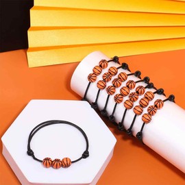 AFCJLTO 10 Piece Sports Charm Bracelet Set Basketball Beads - Adjustable for Kids, Boys and Men, Ideal as a Source of Inspiration and Great Gift at Sports Parties