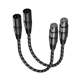 VANDESAIL XLR Cables Short, Mic Cord 1ft 2 Pack, Braided Balanced Microphone Cable Male to Female 3 Pin Connector for Microphones, Mixer, XLR Speaker Systems