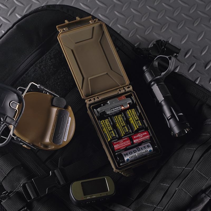 Modular Battery Storage Case with Movable Inserts, Waterproof MOLLE Rugged