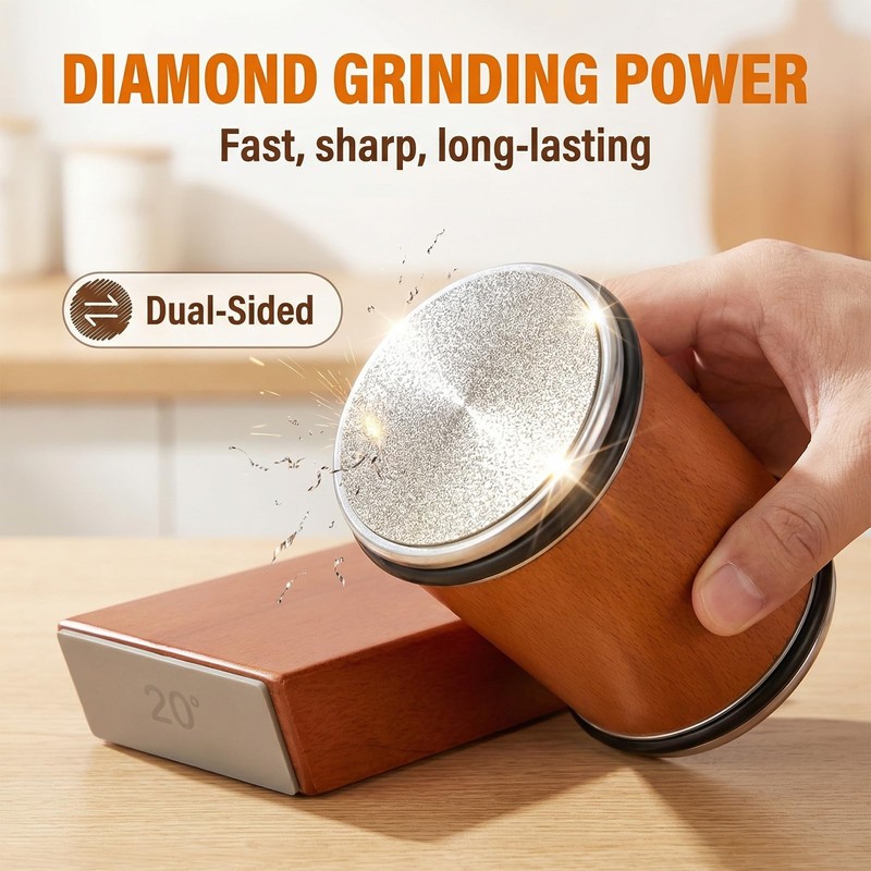 Rolling Knife Sharpener Kit - Premium Solid Wood with Magnetic