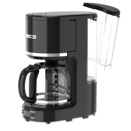 KITCHENTREND 10-Cup Programmable Coffee Maker with Permanent Filter, Removable Water Reservoir Coffee Machine, Drip Coffee Maker, Delay Brew, Timer & Keep Warm, Swing Open Brew Basket, Black