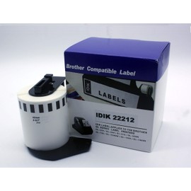 IDIK DK-22212 Generic Label Black on White Film Tape Compatible for Brother QL Printer, 2.4" x 50' (62mm x 15.24M) Include Plastic Holder