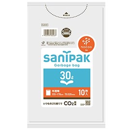 Nippon Sani Pack Nocoo Trash Bags, 10.8 gal (30 L), Translucent, 10 Pieces, 0.02 Cuh31, 27.6 x 21.7 inches (70 x 55 cm)