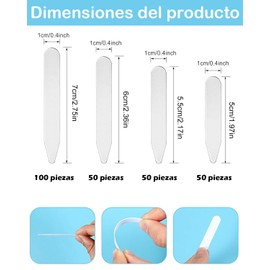 Varillas Para Cuello De Camisa, 250 Piezas Con 4 Tamaños, Adaptables A Diferentes Tipos De Cuello, Ideal Para Uso De Oficina Y Viaje, Para Hombres Profesionales